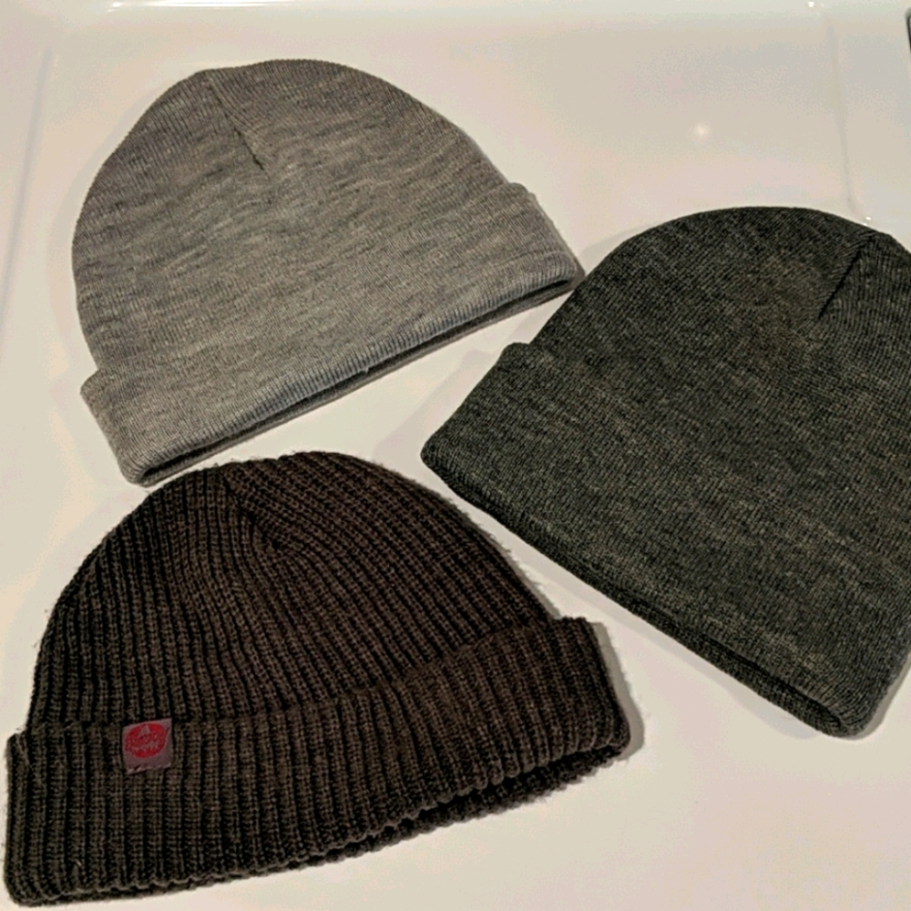 Bundle of Three Grey Beanies